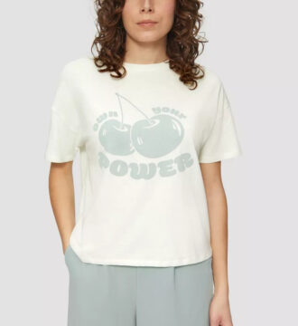 2162945.02D0 gynaikeio kontomaniko crop t-shirt s'oliver ecru me kerasia