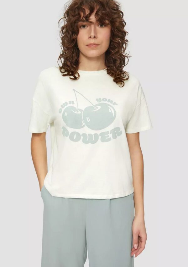 2162945.02D0 gynaikeio kontomaniko crop t-shirt s'oliver ecru me kerasia