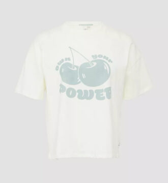 2162945.02D0 gynaikeio kontomaniko crop t-shirt s'oliver ecru me kerasia