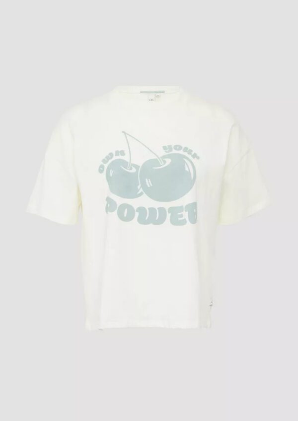 2162945.02D0 gynaikeio kontomaniko crop t-shirt s'oliver ecru me kerasia