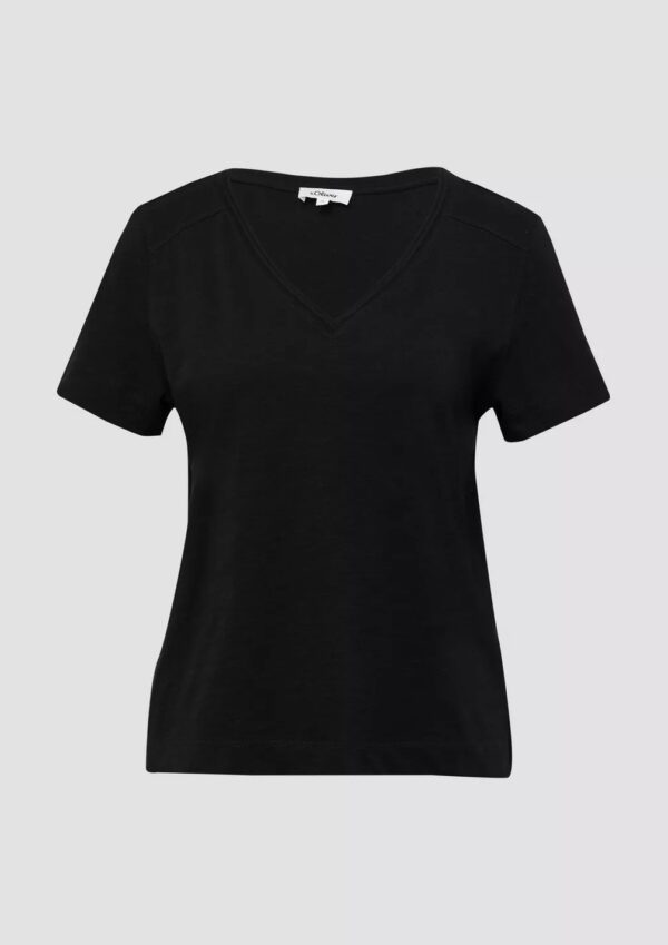 2165872.9999 gynaikeio cotton t-shirt s'oliver me V laimokopsi se mavro xroma