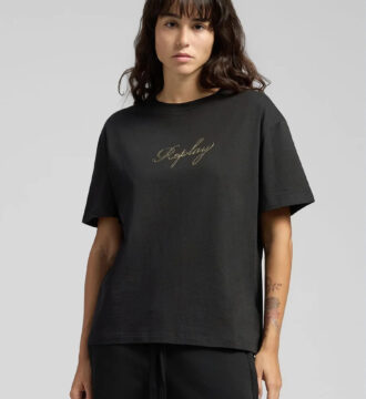 W3089F.000.20994.098 gynaikeio replay crew neck t-shirt se reguler grammi mavro