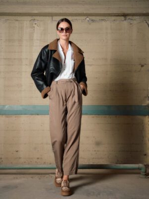 54-101-060 gynaikeio konto jacket biston apo dermatini me kafe gounini ependisi