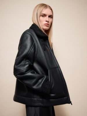 54-101-061 gynaikeio splendid konto jacket dermatinis me mavri goynini ependish