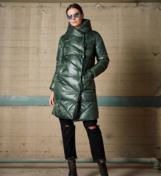 54-101-098 gynaikeio biston palto se prasino xroma