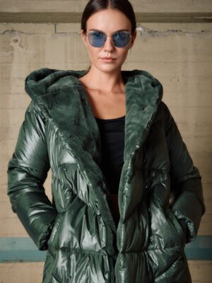 54-101-098 gynaikeio biston palto se prasino xroma