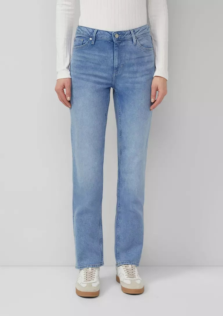 KAROLIN JEAN S’OLIVER: Regular Fit / Mid Rise / Straight Leg 2169109 gynaikeio jean panteloni s'oliver me mesaio kavalo kai isio podi