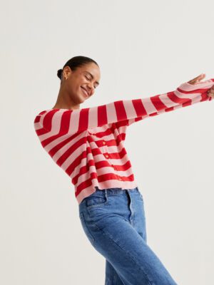 61C/10416 gynaikeia plekti zaketa compania fantastica me kokkini kai riz riga kai prasinh leptomereia