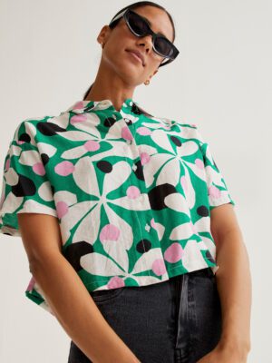 61C/11011 gynaikeio poykamiso compania fantastica kontomaniko se prasino floral print