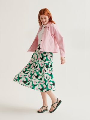 61C/11012 midi fousta compania fantastica se prasino floral print