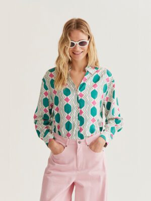 61C/12006 gynaikeio makrimaniko poykamiso me geometriko allover print compania fantastica