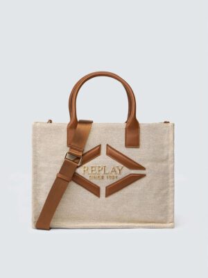 W3865.000.A2026A.X076 gynaikeia replay canvas tote bag
