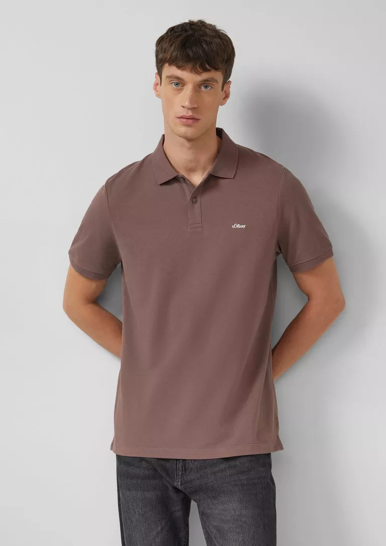 PIQUE POLO T-SHIRT S’OLIVER 2138262 andriko kontomaniko polo t-shirt s'oliver kafe