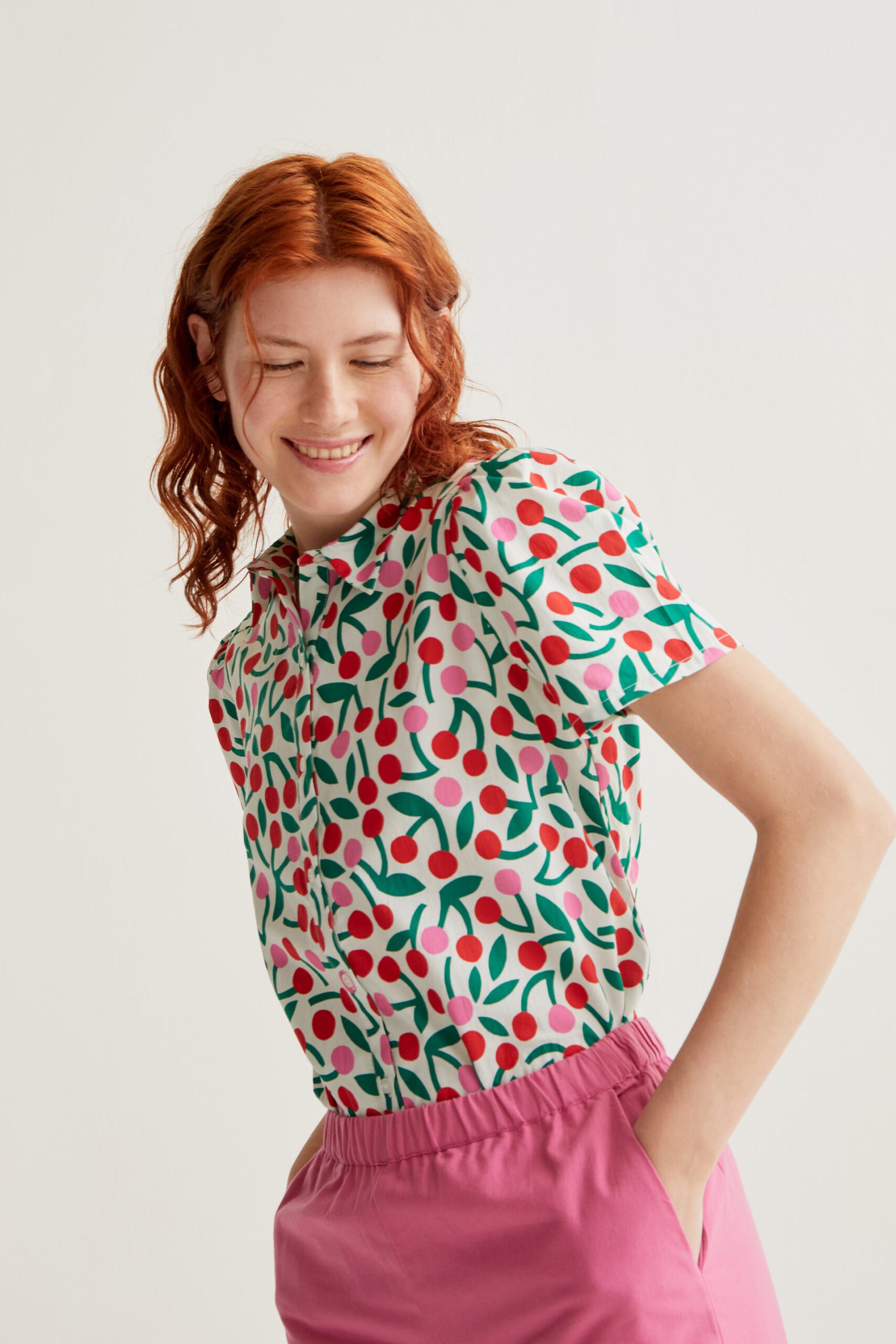 BURGUNDY PRINT SHIRT COMPANIA FANTASTICA 61C/41022 gynaikeio kontomaniko poukamiso me kerasia compania fantastica