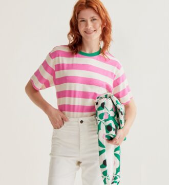 61C/42018 roz rige t-shirt compania fantastica me prasini leptomeria sti laimokopsi