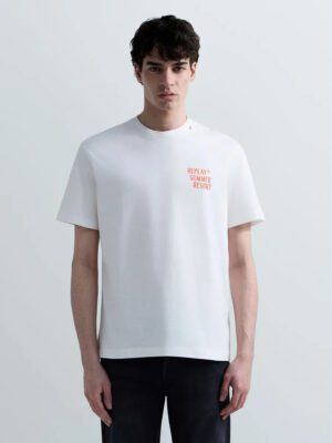 M3378.000.23608P.011 andriko t-shirt replay with sicily back print se lefko xroma