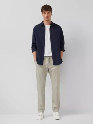 2176093 andriko chinos panteloni s'oliver me elastiki mesh se ekru xroma