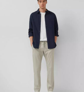 2176093 andriko chinos panteloni s'oliver me elastiki mesh se ekru xroma