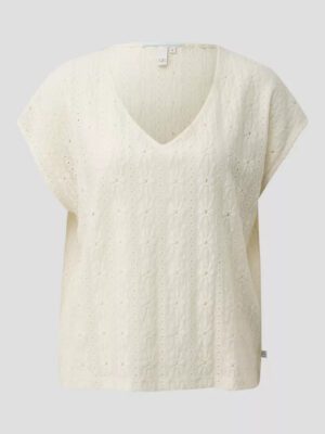 2179969.0200 gynaikeio kontomaniko t-shirt s;oliver se ecru xroma me ajour pattern