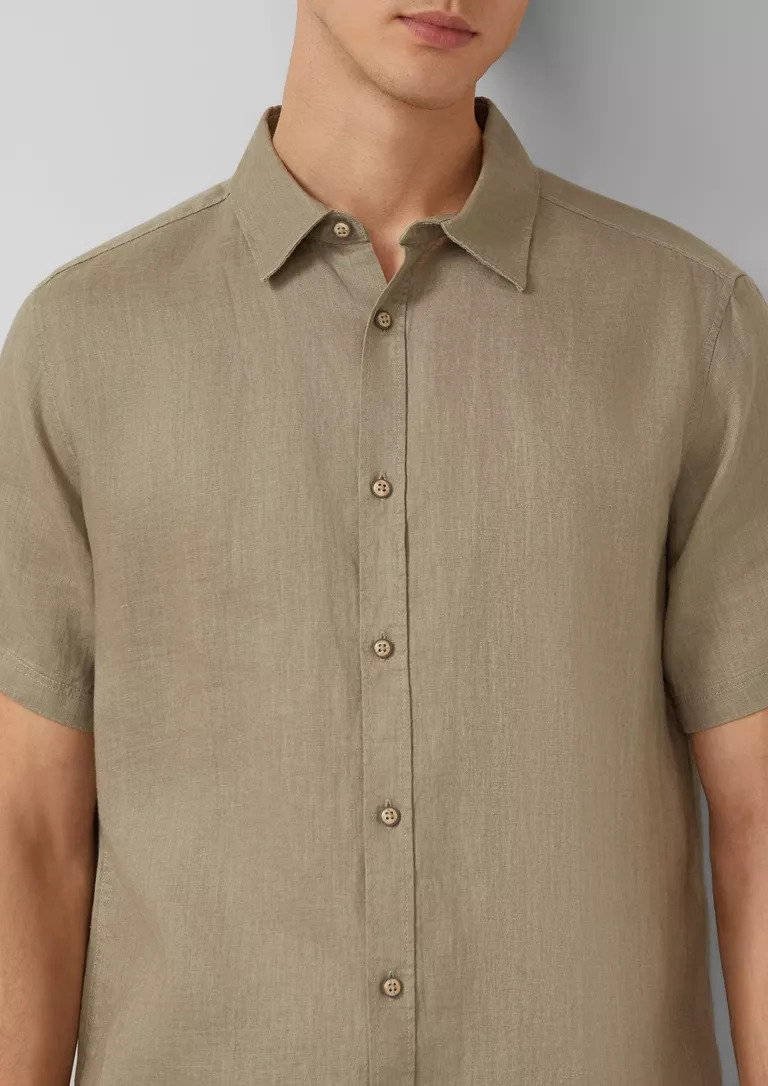 ΛΙΝΟ ΚΟΝΤΟΜΑΝΙΚΟ ΠΟΥΚΑΜΙΣΟ S’OLIVER: Regular Fit 2176474.7853 andriko kontomaniko lino poykamiso s'oliver se olive xroma
