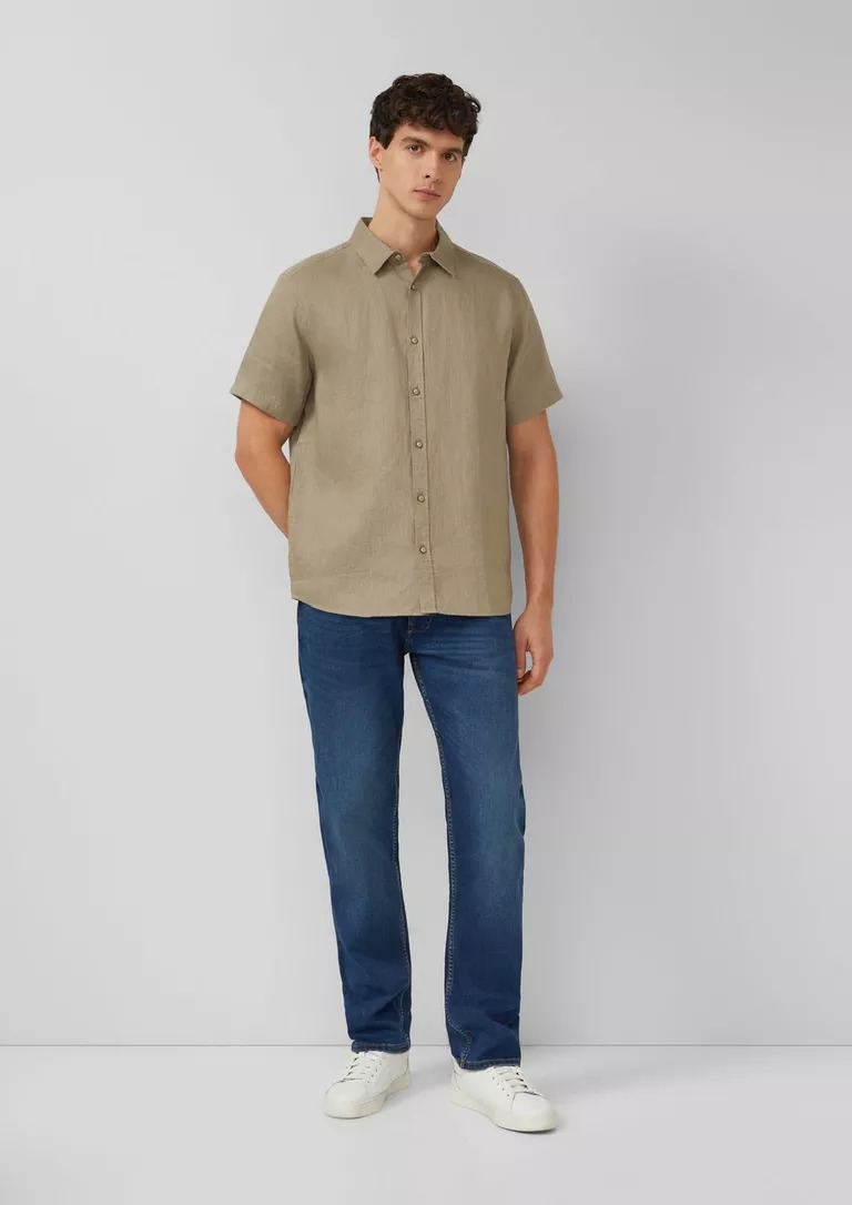 ΛΙΝΟ ΚΟΝΤΟΜΑΝΙΚΟ ΠΟΥΚΑΜΙΣΟ S’OLIVER: Regular Fit 2176474.7853 andriko kontomaniko lino poykamiso s'oliver se olive xroma