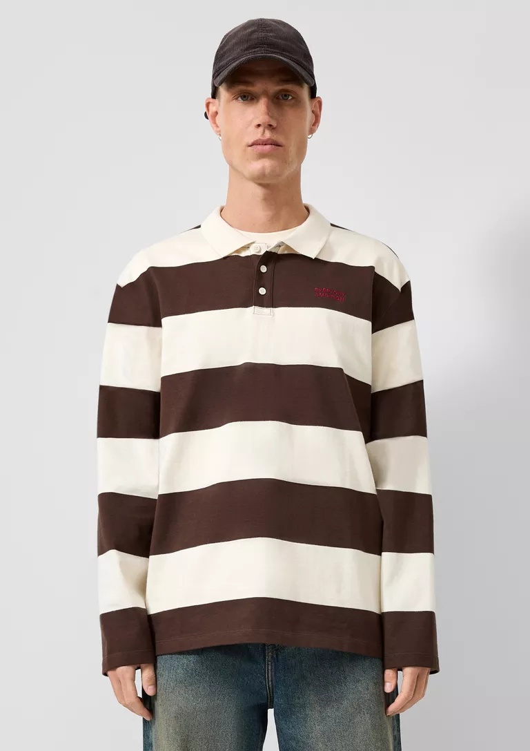 ΡΙΓΕ ΜΠΛΟΥΖΑ ΜΕ ΓΙΑΚΑ S’OLIVER 2182343 andriki makrimaniki mployza me kafekai ecru riga kai giaka tupou polo