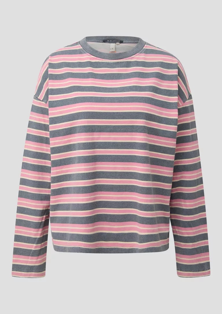 ΡΙΓΕ ΜΠΛΟΥΖΑ S’OLIVER: Oversized 2183451.98G0 rige oversized gynaikeio makrimaniko t-shirt s;oliver