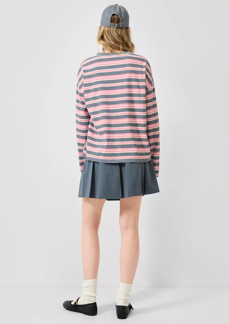 ΡΙΓΕ ΜΠΛΟΥΖΑ S’OLIVER: Oversized 2183451.98G0 rige oversized gynaikeio makrimaniko t-shirt s;oliver