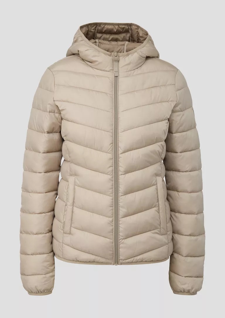 QS LIGHTWEIGHT QUILTED JACKET WITH HOOD S’OLIVER 2179009 gynakeio elefri kapitone mpoyfan s'oliver se ecru xroma