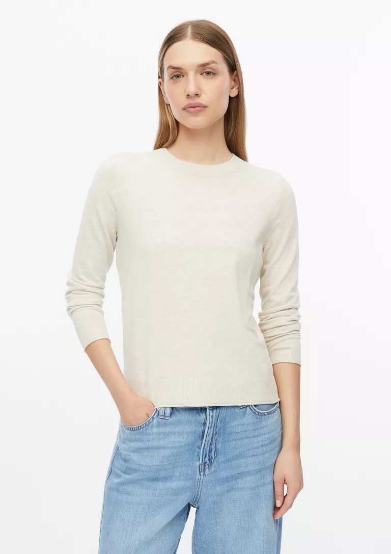 ΠΛΕΚΤΗ ΜΠΛΟΥΖΑ S’OLIVER: Slim Fit 2181351 gunaikeia lepti plekti blouza s'oliver se steni grammi ecru xroma