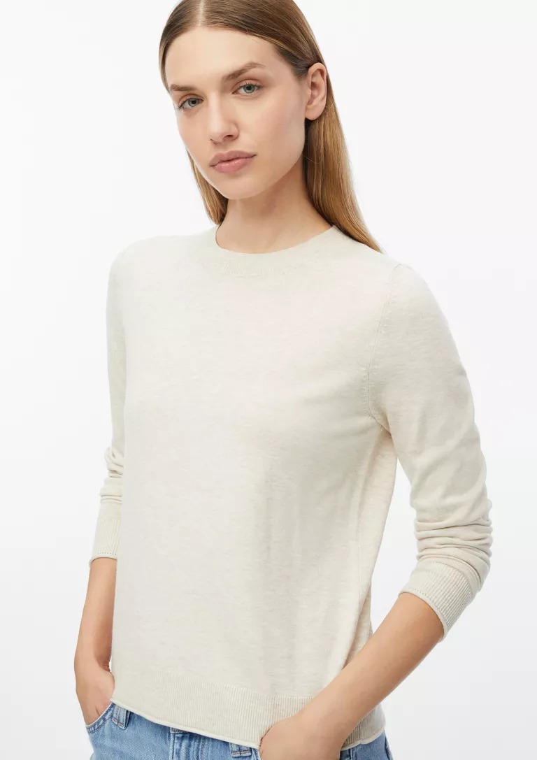 ΠΛΕΚΤΗ ΜΠΛΟΥΖΑ S’OLIVER: Slim Fit 2181351 gunaikeia lepti plekti blouza s'oliver se steni grammi ecru xroma