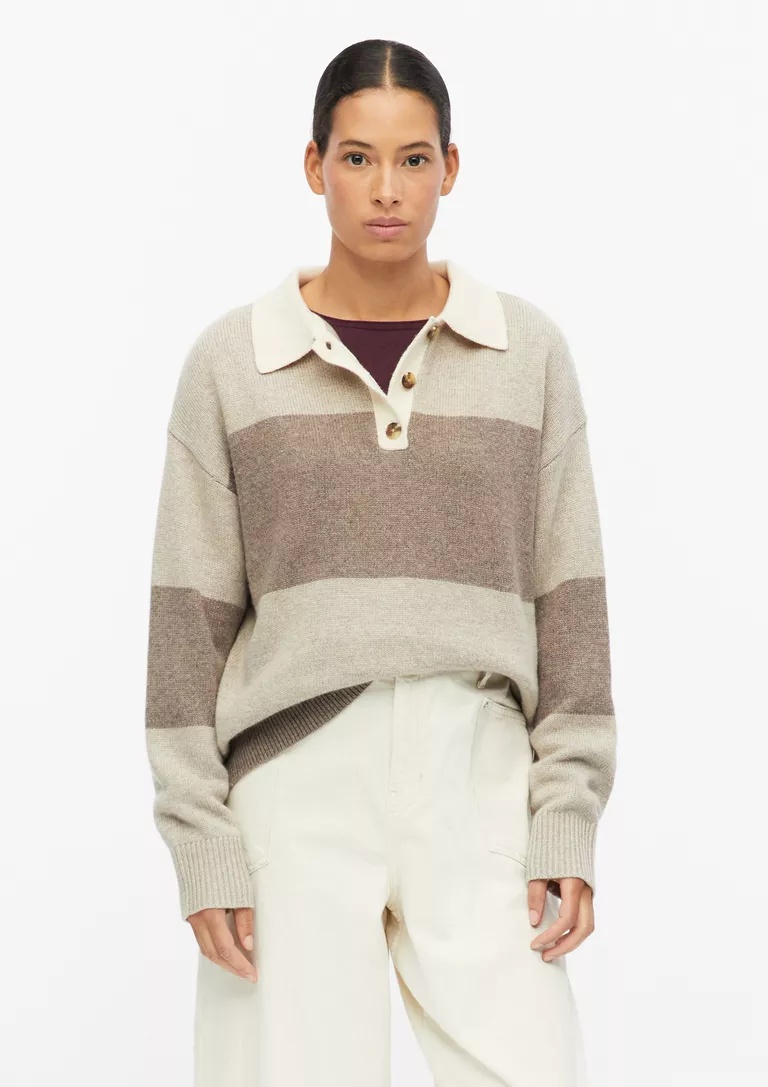 KNITTED WITH POLO COLLAR S’OLIVER 2182170 gynaikeia plekti blousa me giaka kai riga s'oliver