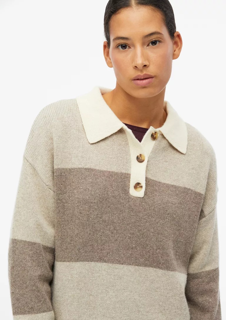 KNITTED WITH POLO COLLAR S’OLIVER 2182170 gynaikeia plekti blousa me giaka kai riga s'oliver
