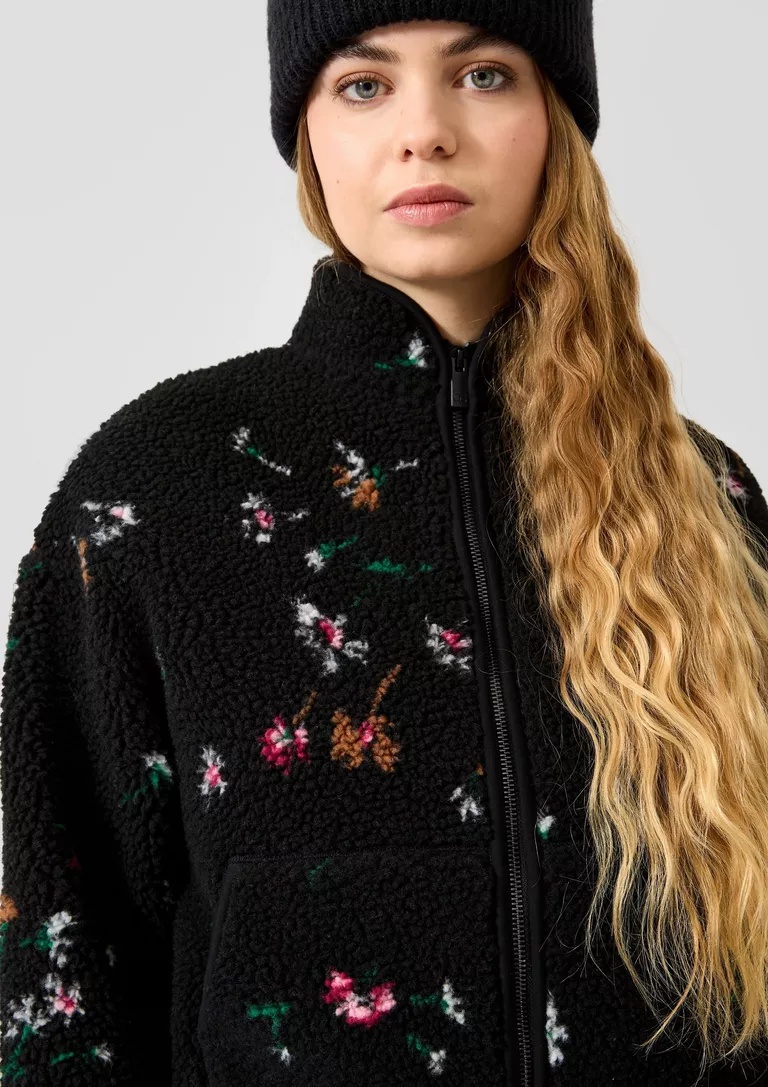 FLUFFY TEDDY JACKET WITH ALL OVER PRINT S’OLIVER 2184455 teddy jacket with all over print s'oliver