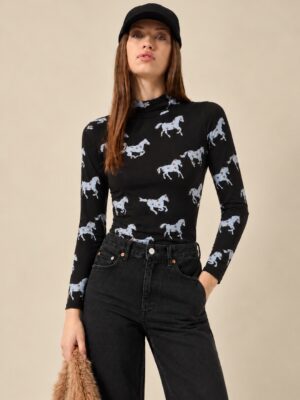 64C/101107 slim fit t-shirt with allover horse print compania fantastica